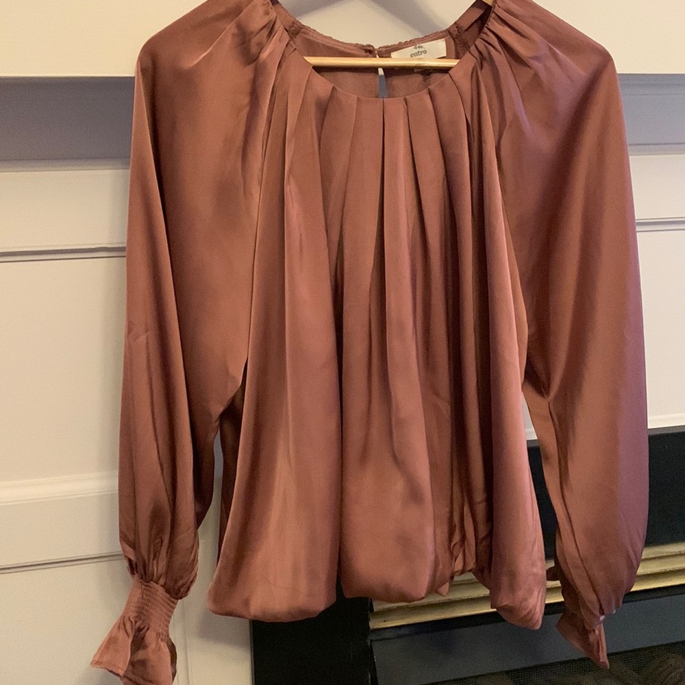 Silky satin mauve colored dressy top